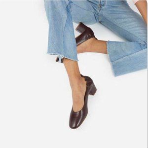 Everlane The Italian Leather Day Heel, Oxblood, Size 9